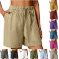 thumbnail image 1 of My Orders Placed By Me! QATAINLAV Lounge Shorts for Women Casual Summer Linen Beach Shorts Drawstring Elastic High Waist Bermuda Shorts with Pockets Vacation Outfits White XL, 1 of 8