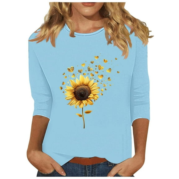 SHE IS My Orders Placed Plus Size Shirts for Women Fall V Neck Tops for Women Dressy 3/4 Length Sleeve Womens Tops Cotton Only Long Sleeve T Shirts for Women Cotton