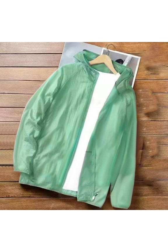 Women Men Windproof Jacket Plus Size Lightweight Sun Protection Hooded Full Zip Windbreaker Outdoor Sports Coat