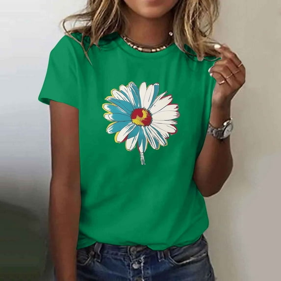 Orders Placed By Me T Shirts for Women Short Sleeve Summer Tops Floral Graphic Tees Casual Tunic Cute T-Shirt Loose Fit Crew Neck Blouses Plus Size Basic Shirts Recent Purchases My Account History