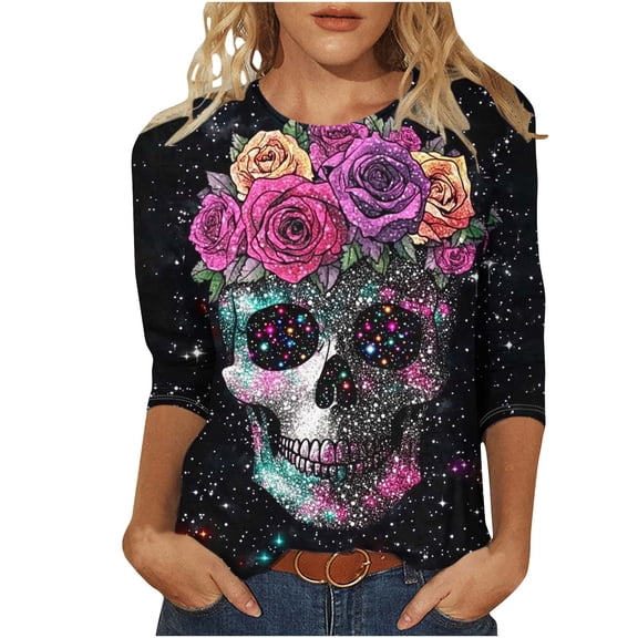 SHE IS My Orders past Orders Women's Long Sleeve T-Shirts with Pockets Fashion Tops for Women Dressy Chiffon Blouses for Women 3/4 Sleeve Tunic Tops for Women Loose Fit