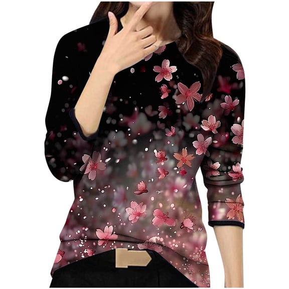 SHE IS My Orders past Orders Womens Cotton Long Sleeve T Shirts Crew Neck Tops for Women 3/4 Sleeve Blouses for Women Casual Basic Tees for Women Trendy