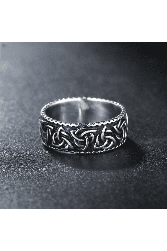 Ordic Vintage Viking Celtics Knot Trinity Rings For Men Women 14K White Gold Odin Fashion Simple Amulet Jewelry