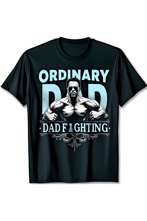 Ordinary Dad Fighting Graphic Black T-Shirt for Fitness Enthusiasts