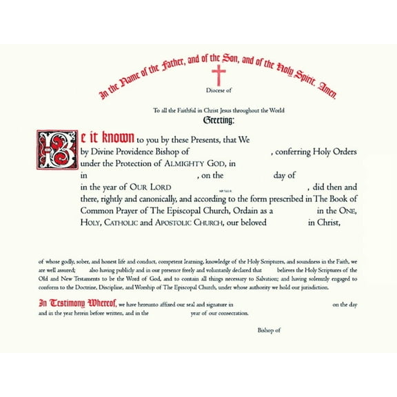 Ordination Certificate: #7221r (Other)