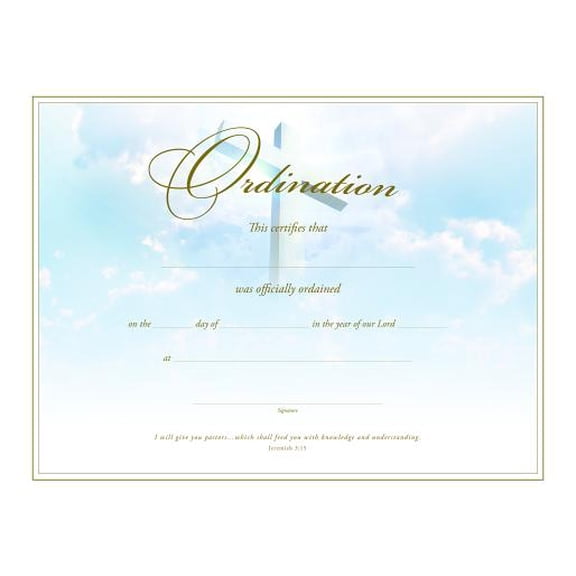 Ordination Certificate - Premium Stock, Foil Embossed (Pk of 6)