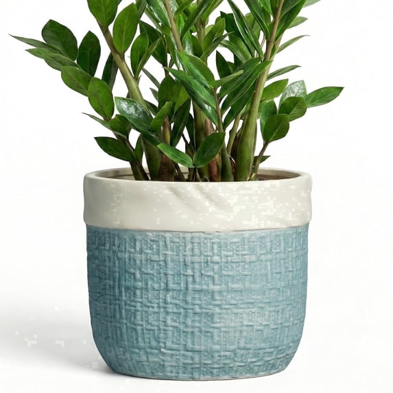 Ordivic 10 Inch Blue Ceramic Planter with Drainage Hole – Large Round Flower Pot for Monstera, Fiddle Leaf Fig, Outdoor Gift