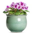 thumbnail image 1 of Ordivic 6 inch Speckled Green Ceramic Self Watering Planter,Round African Violet Pot for Succulent,Herbs,Boho Shelf,Windowsill,Indoor Home Decor, 1 of 7