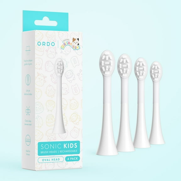 Ordo - Kids Rechargeable Sonic Toothbrush Heads - White - 4 Pack