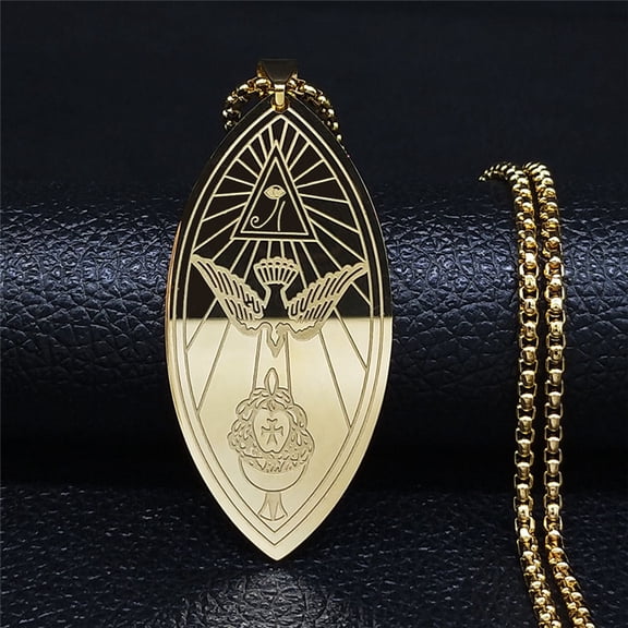 Ordo Temples Orientis 14K Yellow Gold Necklace Pendant Women/Men, occult, Grimoire, Magic, Oto Golden Color Necklace Jewelry