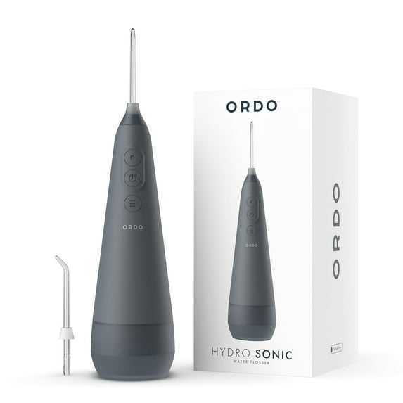Ordo Water Flosser | Cordless with 3 Pressure Settings | Portable, Rechargeable, IPX7 Waterproof | Dental Professional Recommended | Charcoal Grey