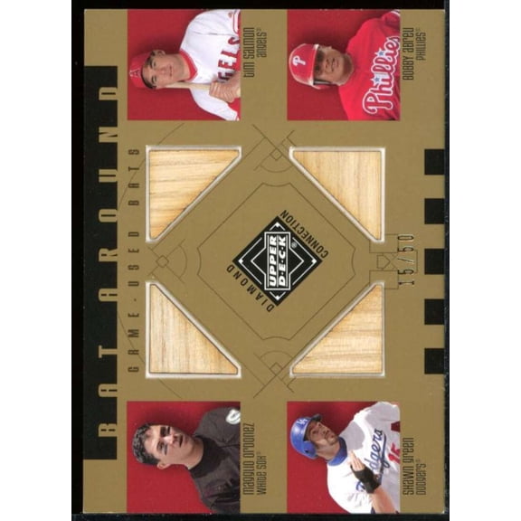 Ordonez/Salmon/Green/Abreu 2002 UD Diamond Quads Gold #OSGA