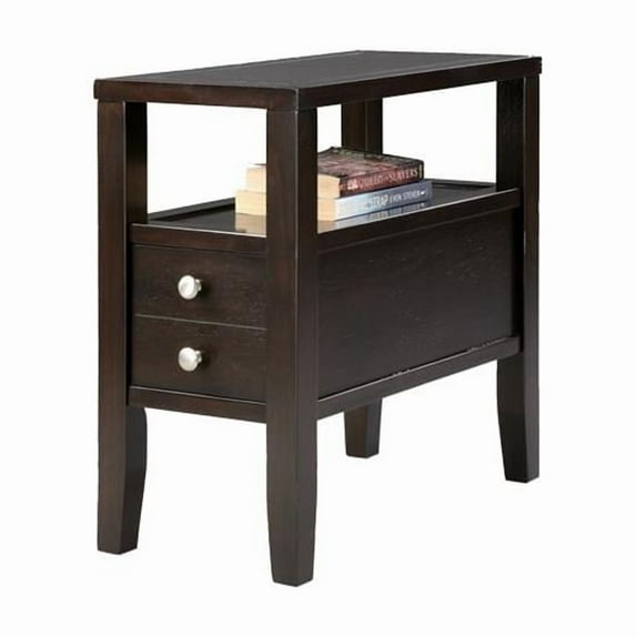 Ore Furniture 24 in. Traditional Dark Espresso With 2 Drawers Side End Table