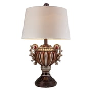 29.5 Tall Delicata Polyresin Urn-Shaped Table Lamp, Reddish Bronze with Silver Accents and Trimmings