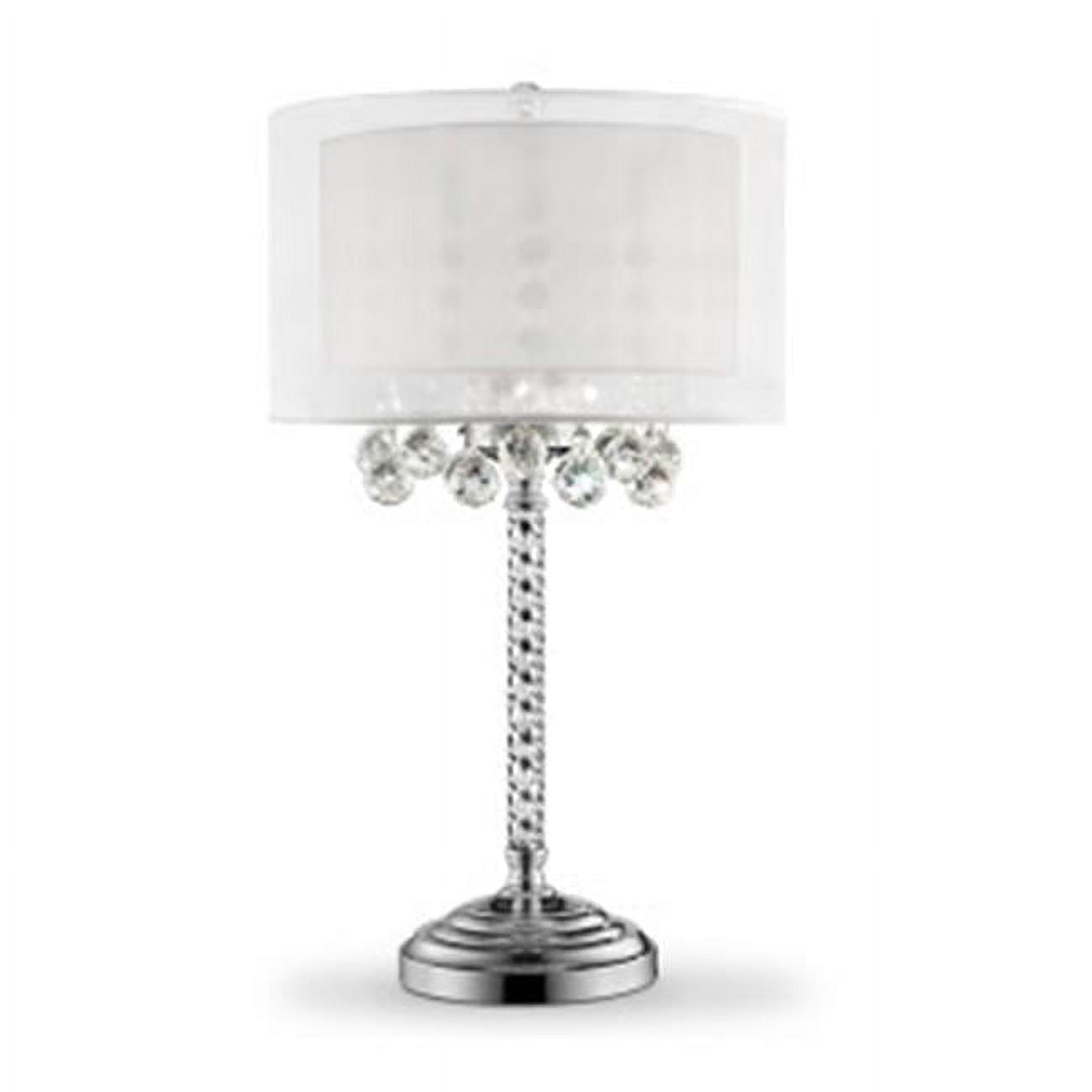 Moiselle 30" Silver Chrome Crystal Table Lamp with Dual Drum Linen Shade