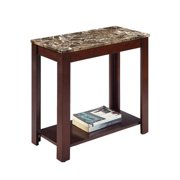 Ore Furniture Traditional Dark Cherry With Marble Print Style Side End Table