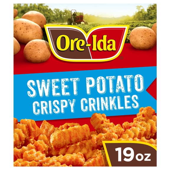 Ore-Ida Sweet Potato Crispy Crinkles Fries Frozen Potatoes, 1 Bag, for Easy Snacks and Dinner Sides, Crinkle-Cut, Gluten-Free, 19 oz
