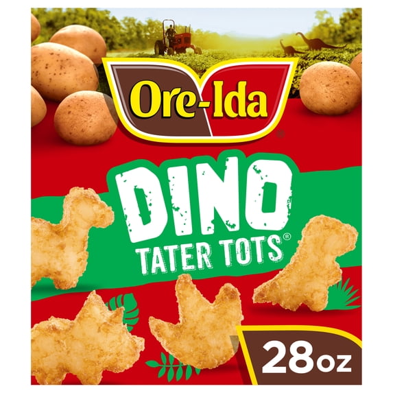 Ore-Ida Dino Shaped Tater Tots Seasoned Shredded Frozen Potatoes, 1 Bag, for Easy Snacks and Dinner Sides, Gluten-Free, 28 oz