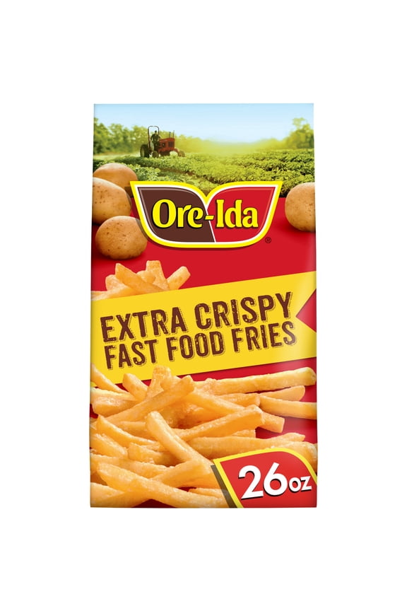Extra Crispy Fast Food Fries French Fried Frozen Potatoes, 1 Bag, for Easy Snacks and Dinner Sides, Gluten-Free, 26 oz