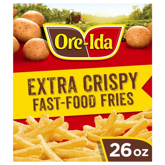 Ore-Ida Extra Crispy Fast Food Fries French Fried Frozen Potatoes, 1 Bag, for Easy Snacks and Dinner Sides, Gluten-Free, 26 oz