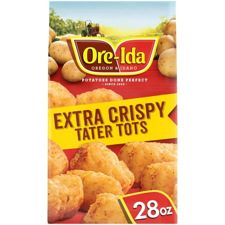 Ore-Ida Extra Crispy Tater Tots Seasoned Shredded Frozen Potatoes, 28 oz Bag (Frozen)