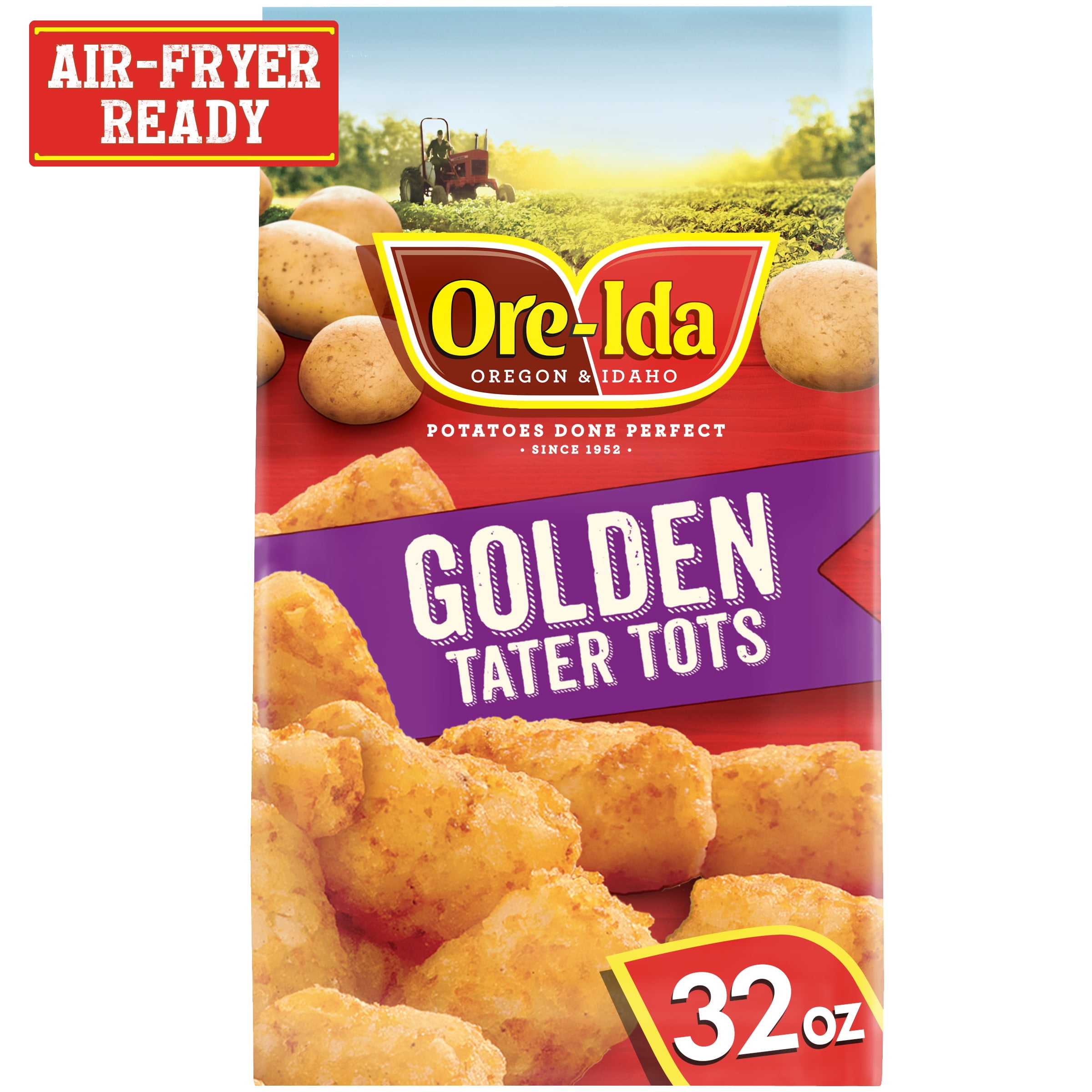 OreIda Golden Tater Tots Seasoned Shredded Frozen Potatoes, 32 oz Bag