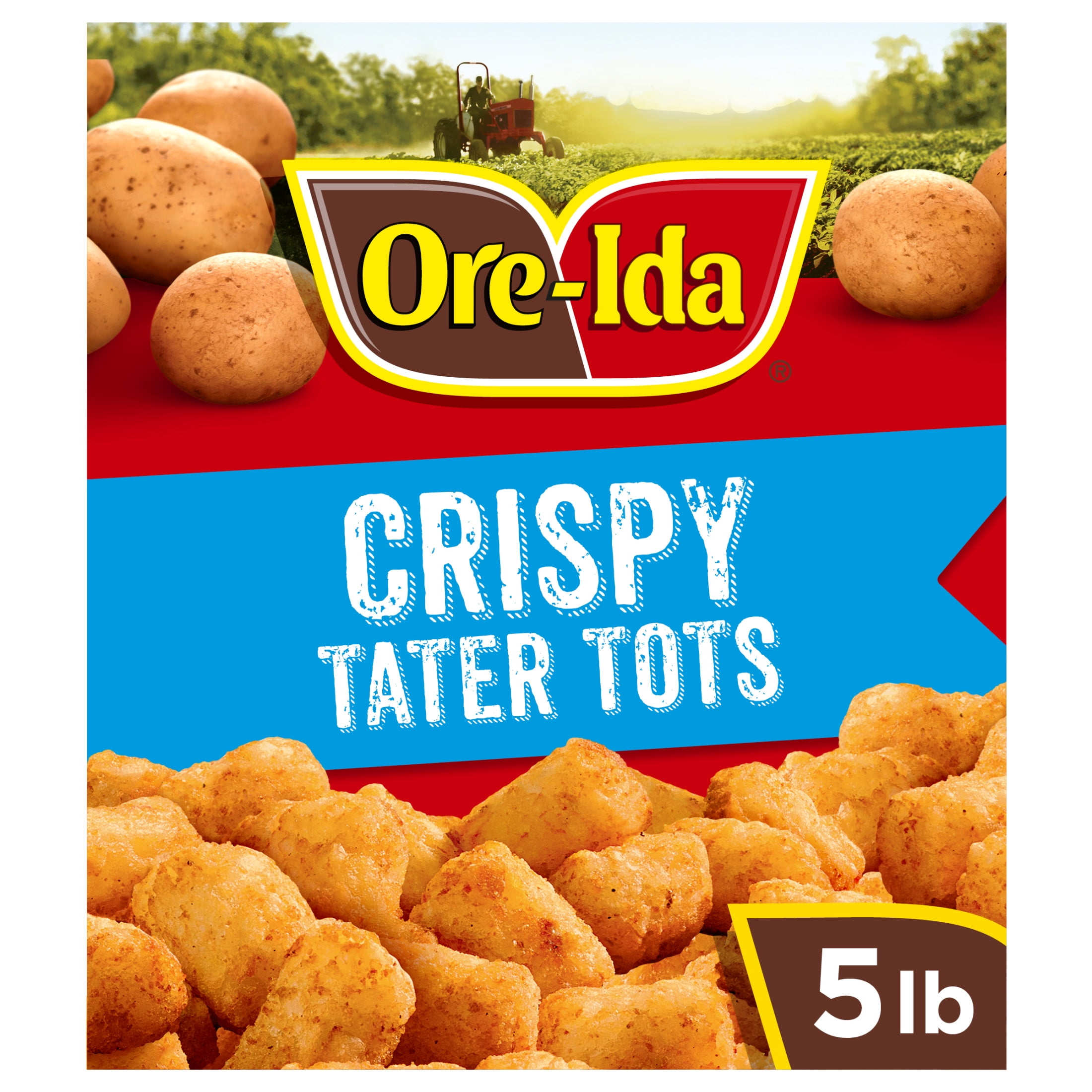 Ore-Ida Crispy Tater Tots Seasoned Shredded Frozen Potatoes, 1 Value Size Bag, for Easy Snacks and Dinner Sides, Gluten-Free, 5 lb