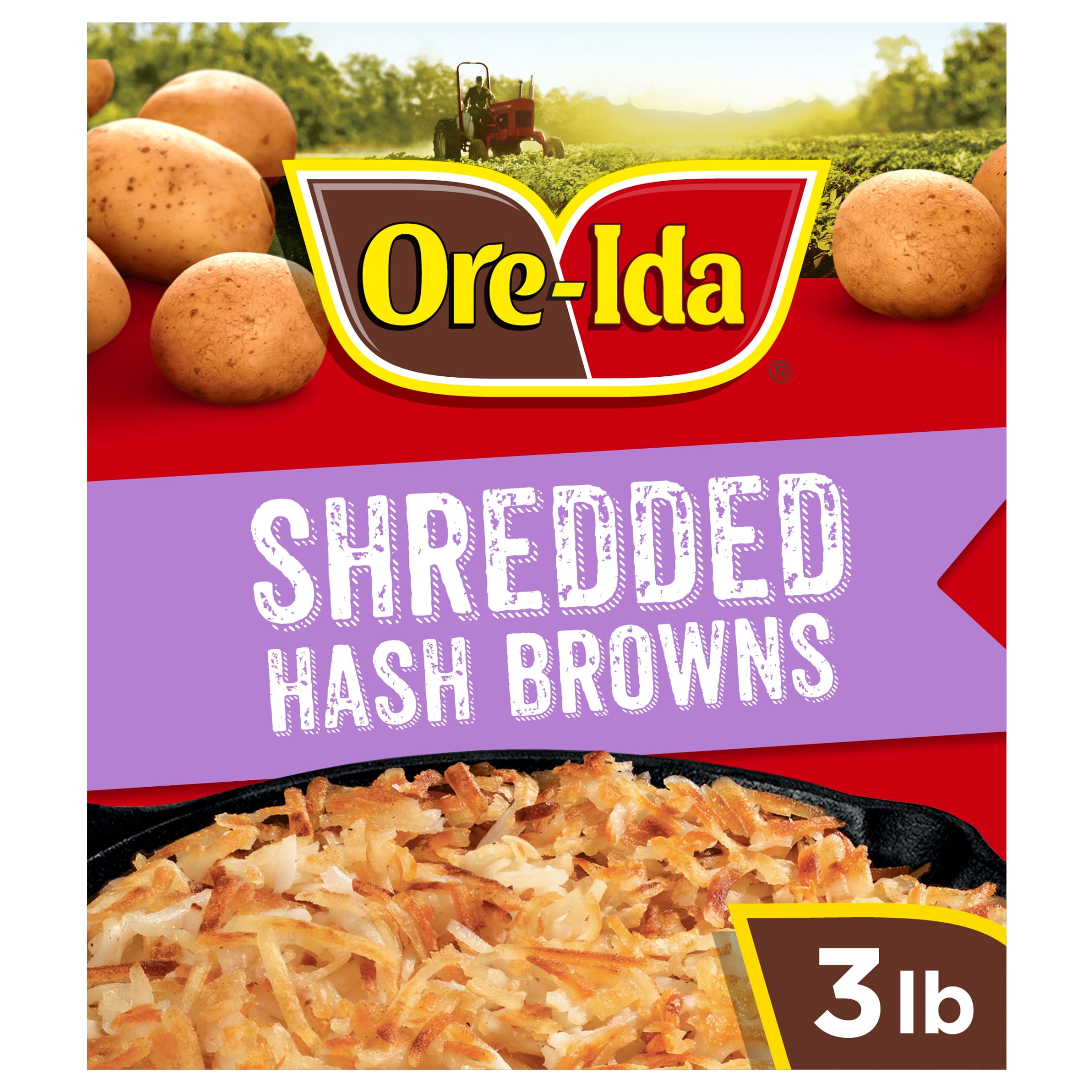Ore-Ida Shredded Hash Browns Frozen Potatoes, 1 Value Size Bag, for Easy Breakfast Sides, Gluten-Free, 3 lb