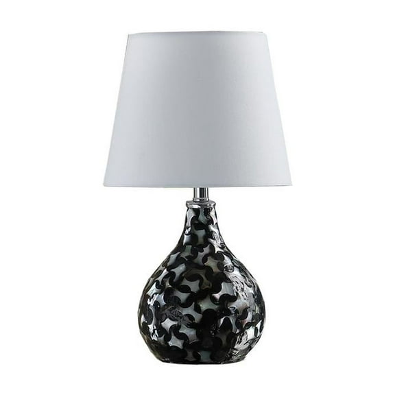 11.5" In Modern Black Seashell Swirl Pattern Mini Polyresin Table Lamp