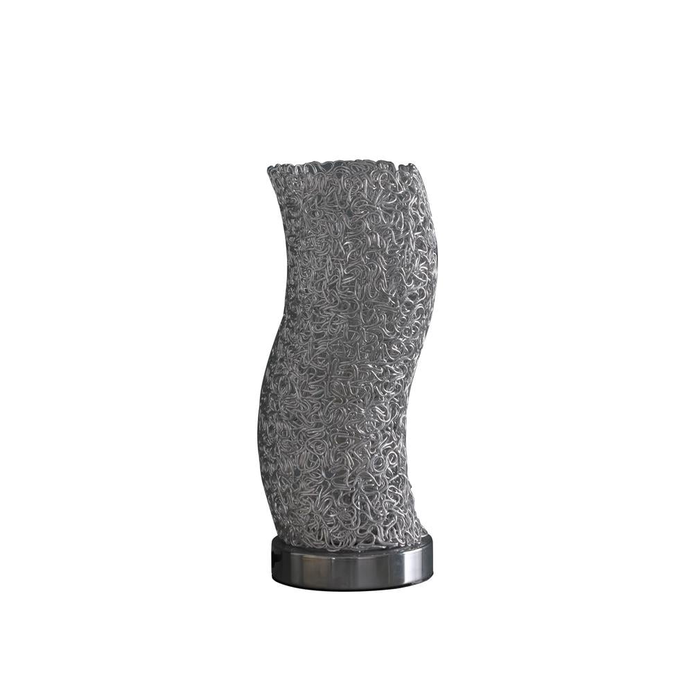 12" Silver Aluminum Curvy Table Lamp with Metal Base