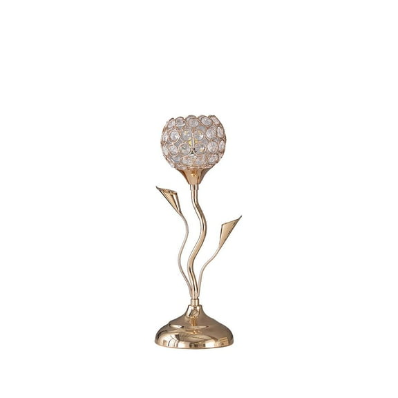 Ore International 14" in ROSE GOLD FLORAL BELL GLAM METAL TABLE LAMP