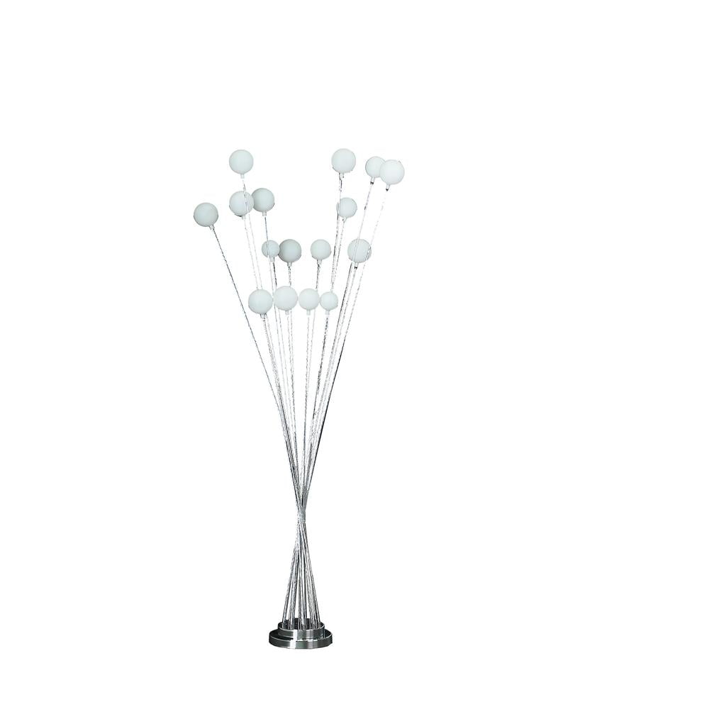 61.5" Silver Chrome Multi-Arm LED Floor Lamp with Glass Orbs