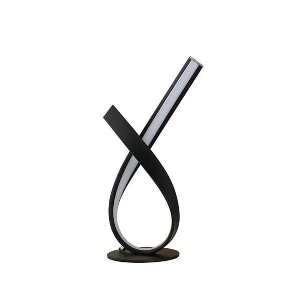 Ore International 17" In Abstract Upright Ribbon Bow Led Black Metal Table Lamp