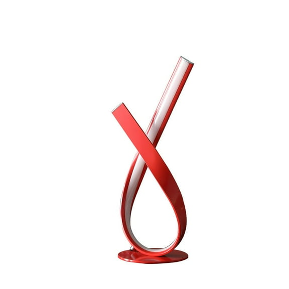 17" In Modern Abstract Upright Ribbon Bow Led Red Metal Table Lamp