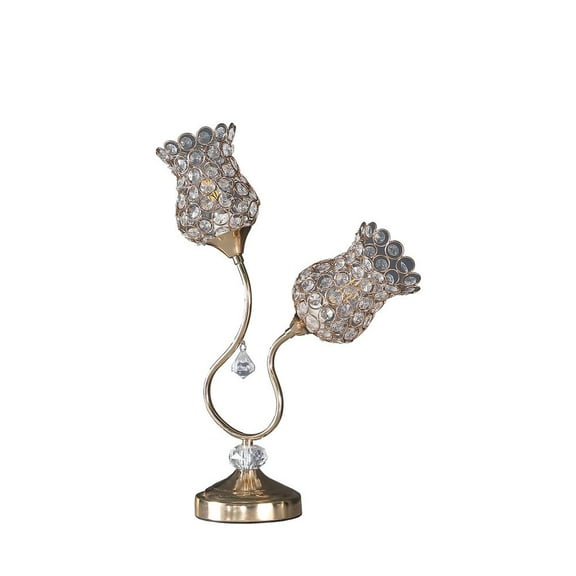 Ore International 18.75" in ROSE GOLD 2-FLORAL TRUMPET GLAM METAL TABLE LAMP