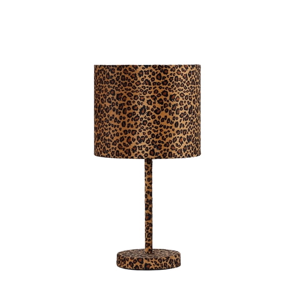 ORE International 19.25" Faux Suede Leopard Print Metal Table Lamp