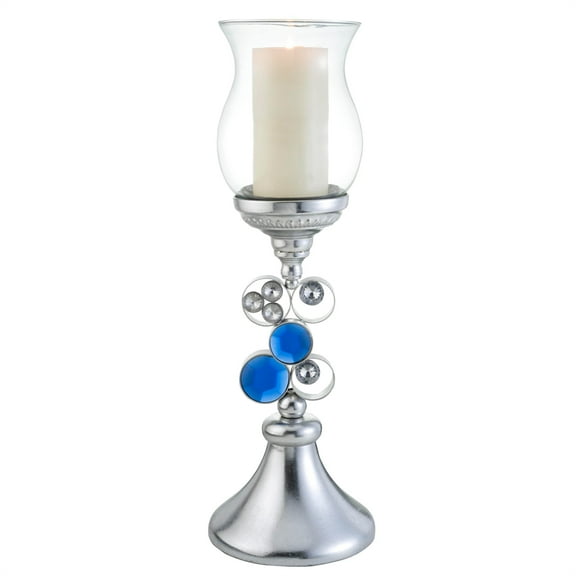 ORE International 20.5" Transitional Polyresin Dazzle Candleholder in Silver