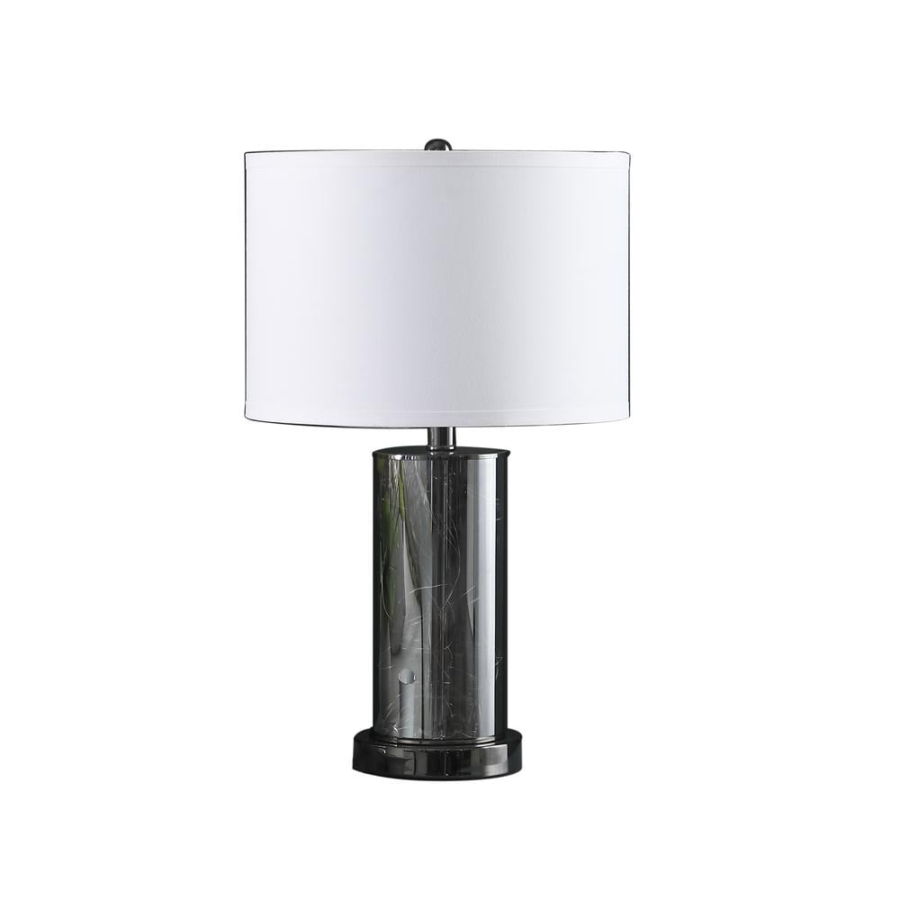 21.25" Black Chrome Cylinder Nightstand Lamp with LED Light