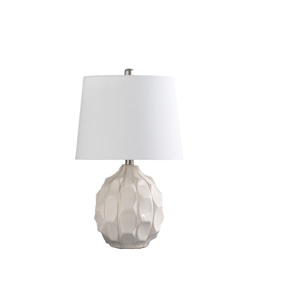21.75" In Coastal Seaside Cream, Taupe Trim Cascade Scallop Ceramic Table Lamp