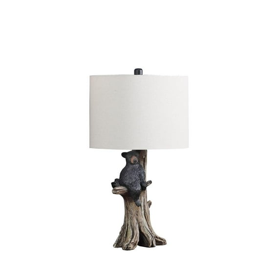 Ore International 24.75" in BLACK BEAR ON A TREE POLYRESIN TABLE LAMP