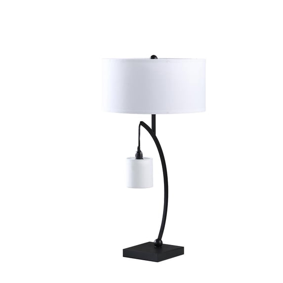 28.5" In Contemporary Dual Black Arc with Hanging Pendelum Lamp Metal Table Lamp