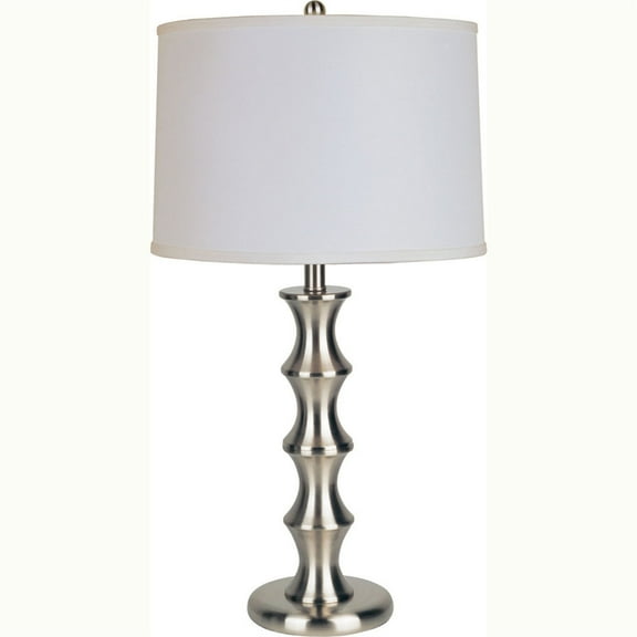 ORE International 29.5" Satin Nickel Tall Metal Table Lamp - White Shade