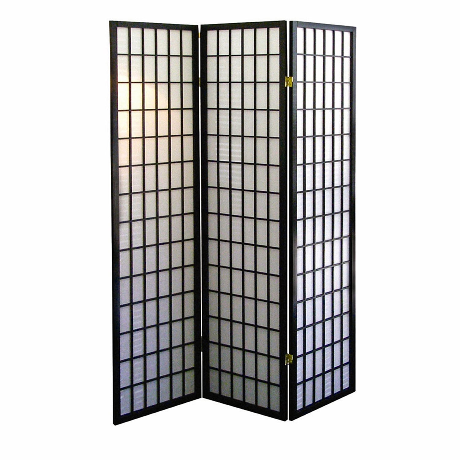 ORE International 3-Panel Room Divider - Natural-Finish:Black