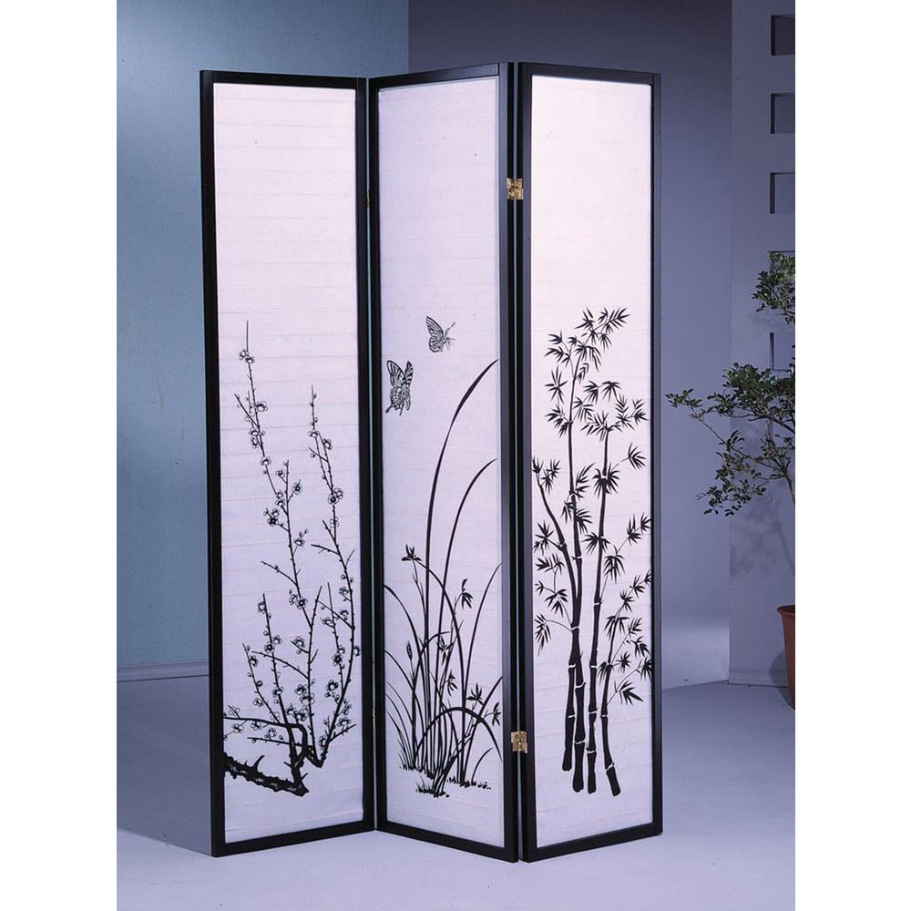 ORE International 70" 3-Panel Metal Screen Room Divider in Black