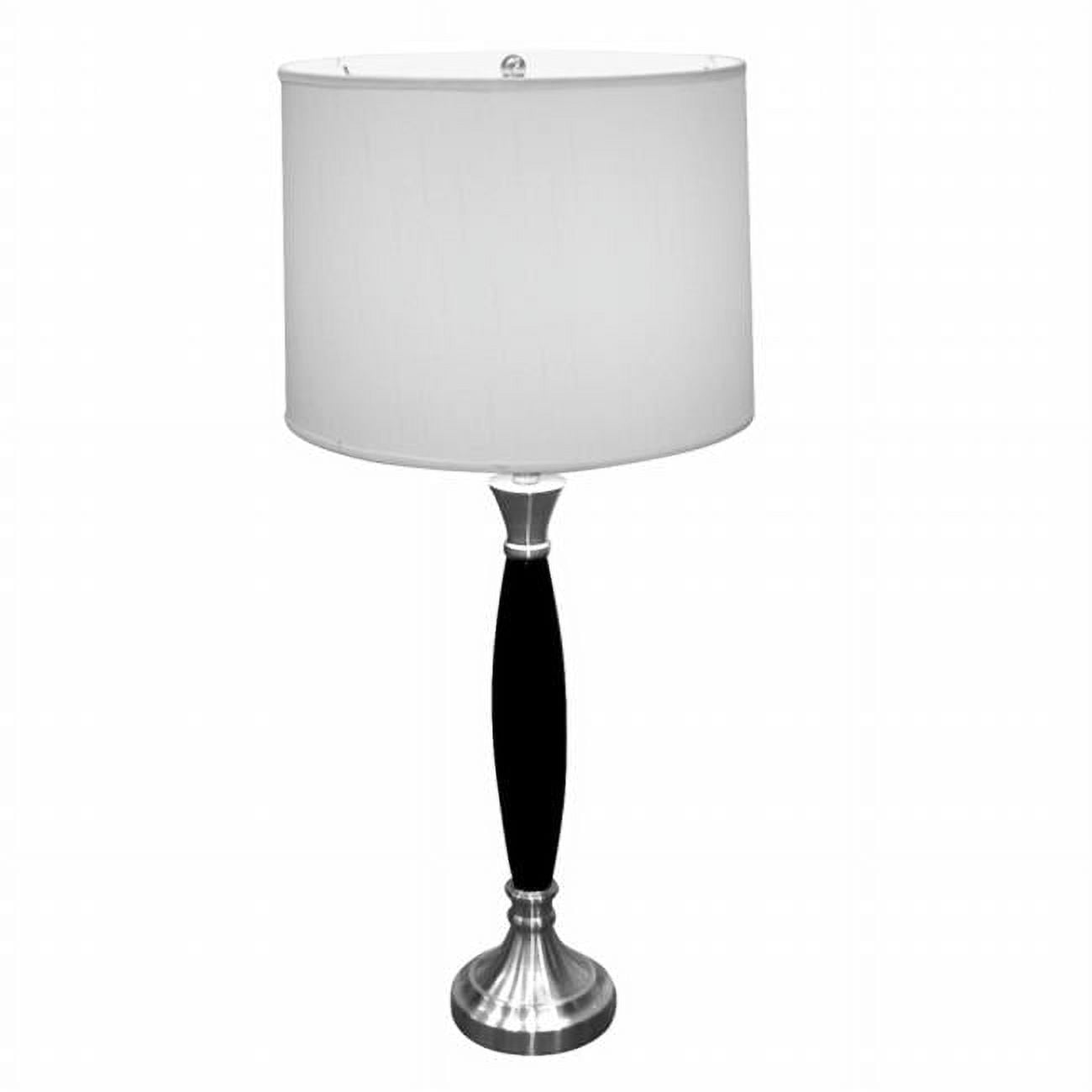 Ore International 31117 Wooden Table Lamp - Chrome