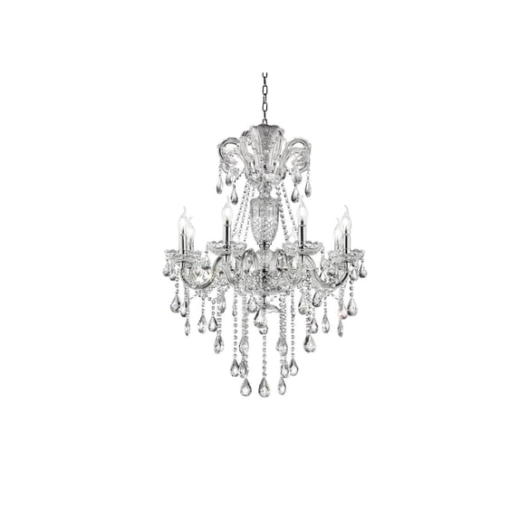 ORE International 37 Inch Eilish Silver Crystal 8-Led Light Chandelier
