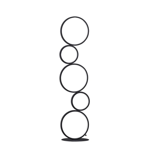 38.5" In Else Nordic Modern 5-Ring Shaped Matte Black Led Metal Table Lamp