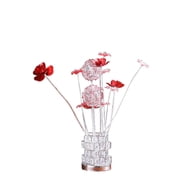 Ore International 4 Red Roses 6 Petal Floral 2 Red/Silver Flower Bud Vase Table Lamp