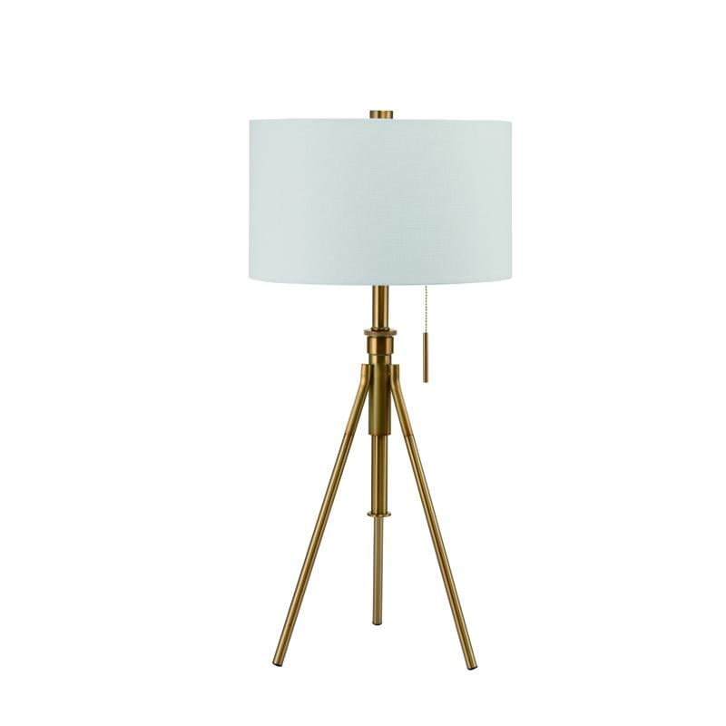 Mid-Century Adjustable Silver Tripod Floor Lamp with Linen Shade