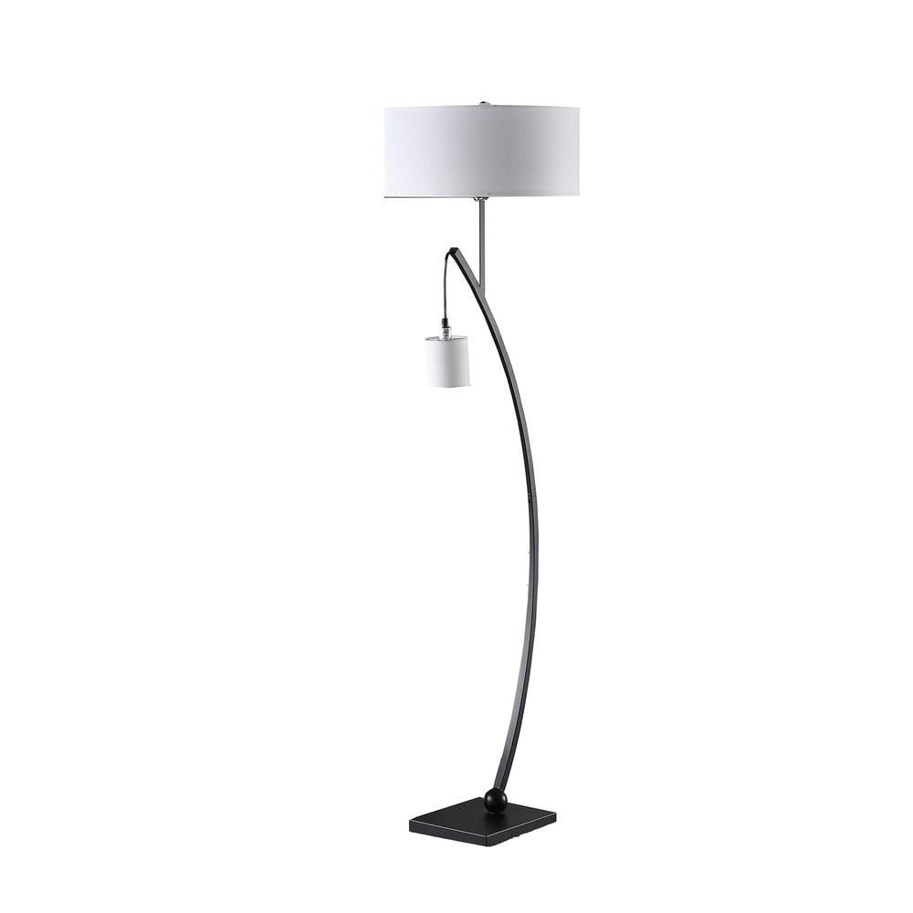 Ore International 59" in CONTEMPORARY DUAL BLACK ARC W/ HANGING PENDELUM LAMP METAL FLOOR LAMP
